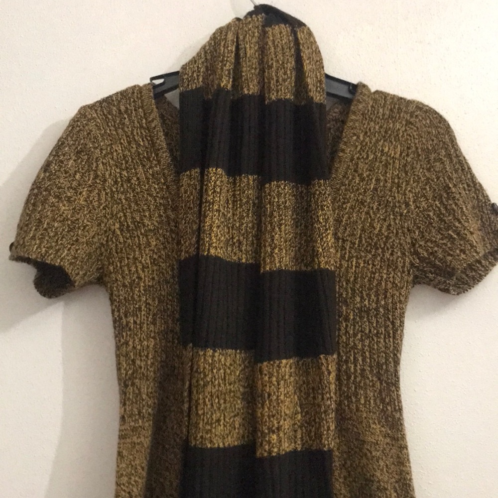 Sweater dress with scarf